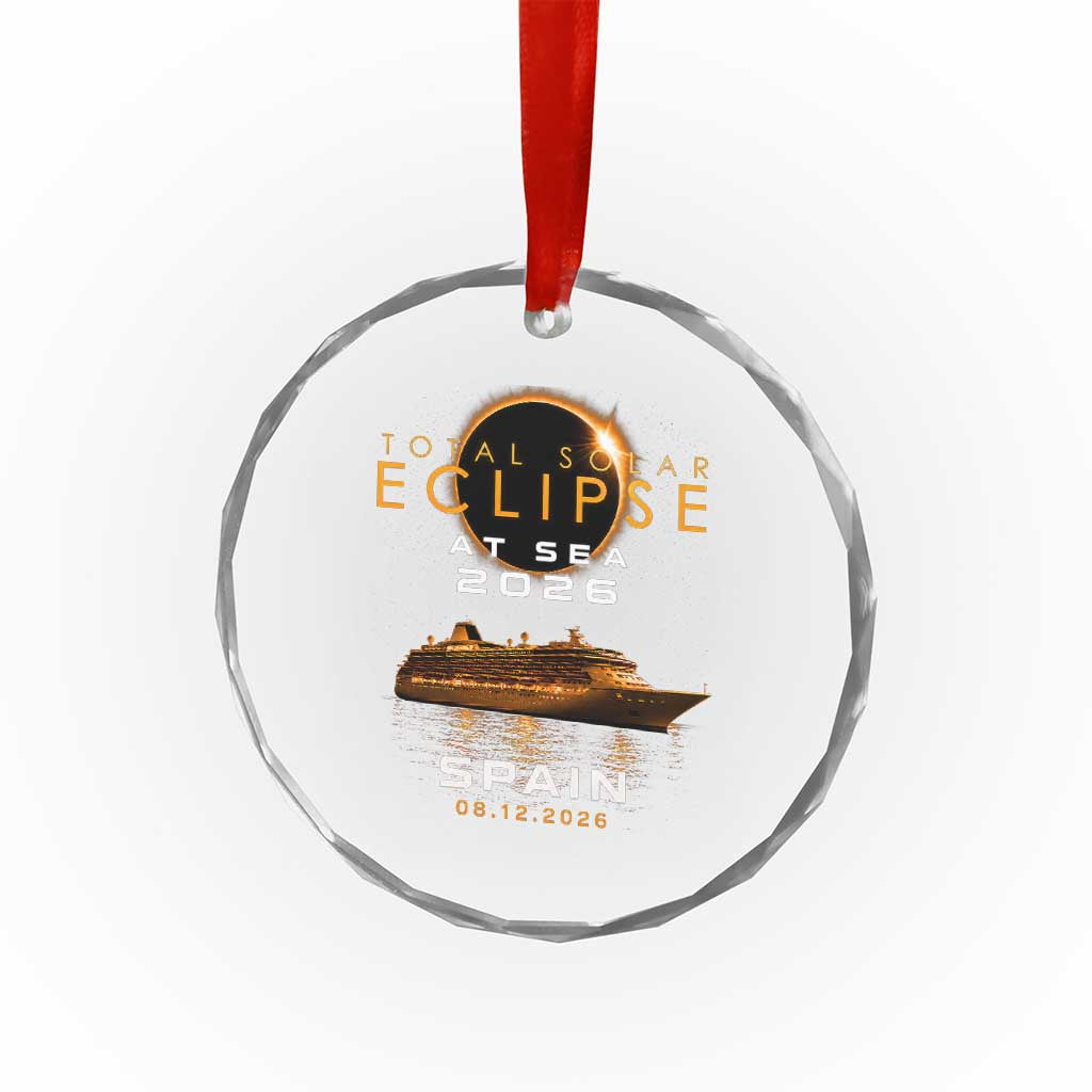 Spain Total Solar Eclipse 2026 At Sea Cruise Crystal Glass Ornament