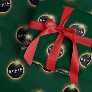 Spain Total Solar Eclipse 2026 Wrapping Paper Roll Path of Totality Astronomy Gift TS02 Green Print Your Wear