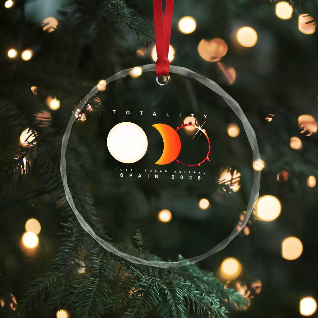 Spain Total Solar Eclipse 2026 Totality Crystal Glass Ornament Espana Travel Souvenir Astronomy Geek Gift TS02 Print Your Wear