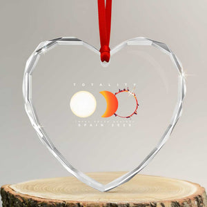 Spain Total Solar Eclipse 2026 Totality Heart Crystal Glass Ornament Espana Travel Souvenir Astronomy Geek Gift TS02 Transparent Glass 3'' Heart Print Your Wear