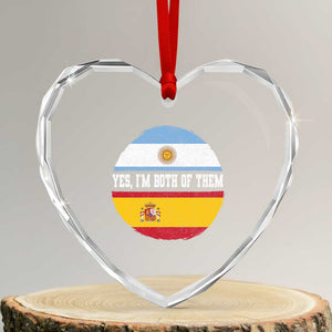 Spanish Argentinian Roots Heart Crystal Glass Ornament Yes I'm Both Of Them Vintage Spain Argentina Half Flag