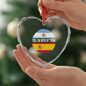 Spanish Argentinian Roots Heart Crystal Glass Ornament Yes I'm Both Of Them Vintage Spain Argentina Half Flag