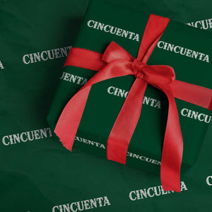 Spanish Mexican 50th Birthday Wrapping Paper Roll Cincuenta 50 Years Old Bday TS11 Green Print Your Wear