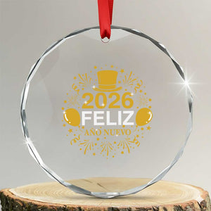 Spanish Mexican New Year 2026 Crystal Glass Ornament Feliz Ano Nuevo NYE Party TS11 Transparent Glass 3'' Circle Print Your Wear