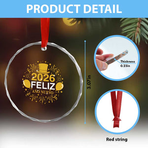 Spanish Mexican New Year 2026 Crystal Glass Ornament Feliz Ano Nuevo NYE Party TS11 Print Your Wear