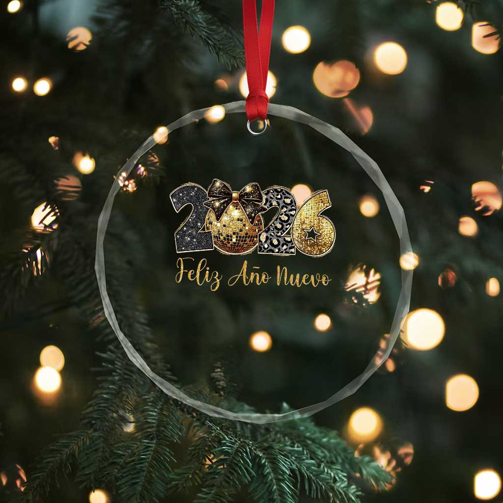 Spanish New Year 2026 Crystal Glass Ornament Feliz Ano Nuevo NYE Party Disco Ball TS11 Print Your Wear
