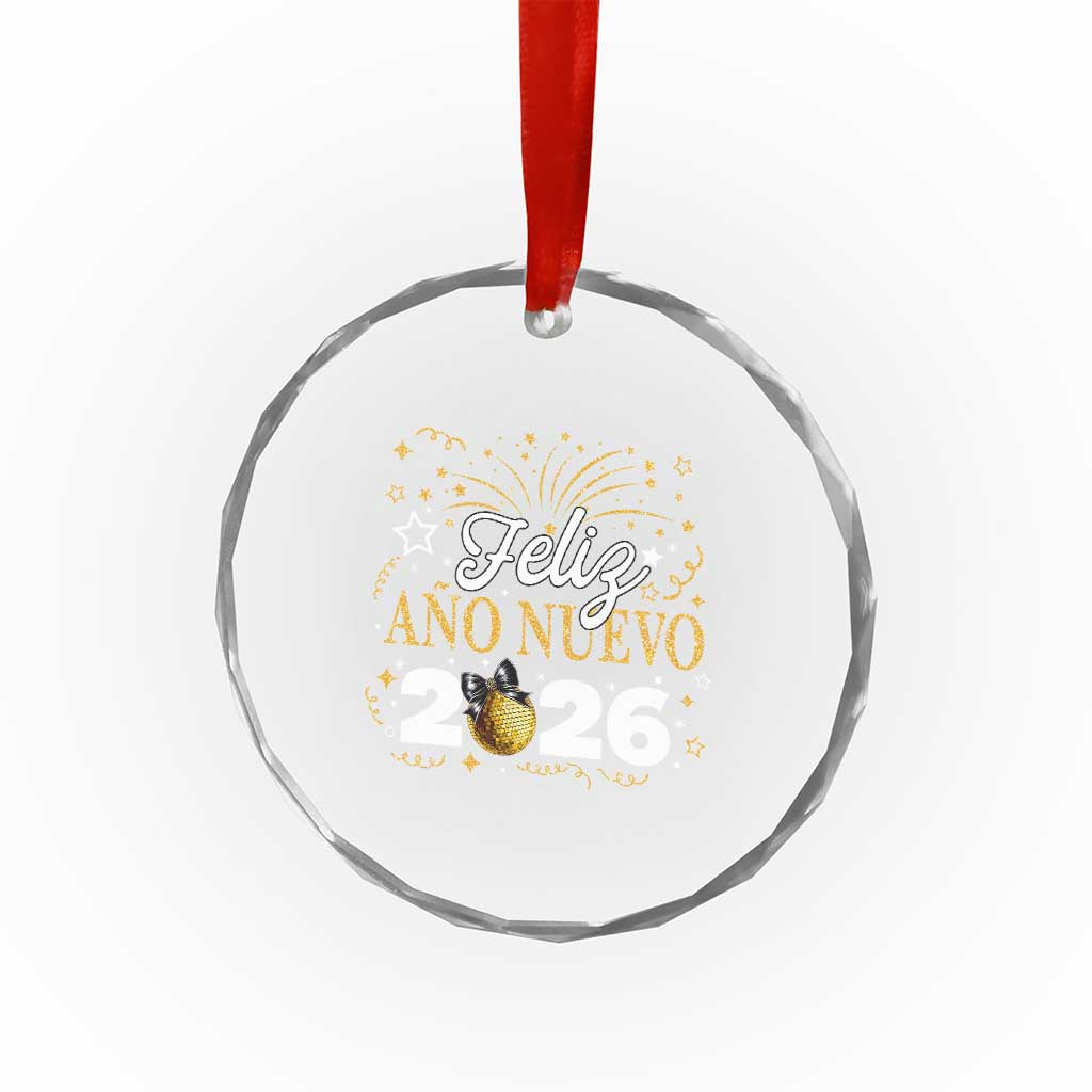 Spanish New Year 2026 Crystal Glass Ornament Feliz Ano Nuevo NYE Party Faux Glitter Effect Printed TS11 Print Your Wear