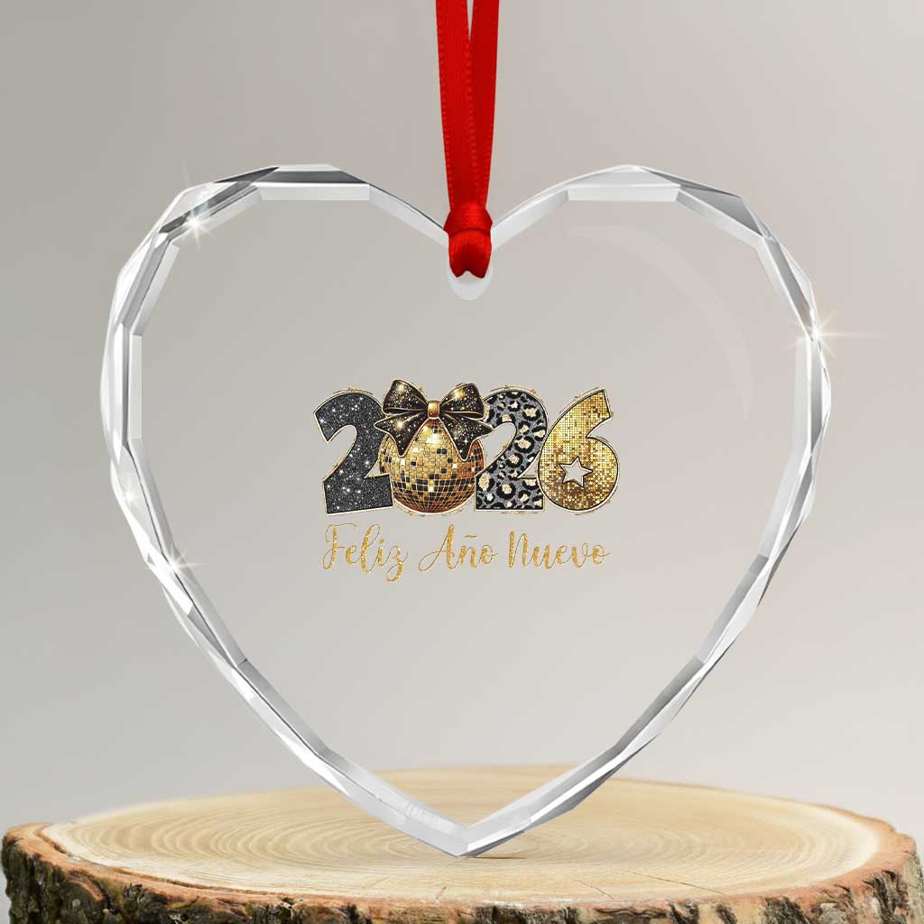 Spanish New Year 2026 Heart Crystal Glass Ornament Feliz Ano Nuevo NYE Party Disco Ball TS11 Transparent Glass 3'' Heart Print Your Wear