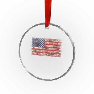 Spanish Pledge of Allegiance USA Flag Vintage Patriotic Graphic Crystal Glass Ornament American Patriot Promesa de Lealtad TS02 Print Your Wear