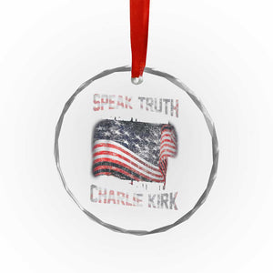 Speak Truth Defend Freedom A True Patriot Charlie Kirk Crystal Glass Ornament Vintage American Flag TS11 Print Your Wear