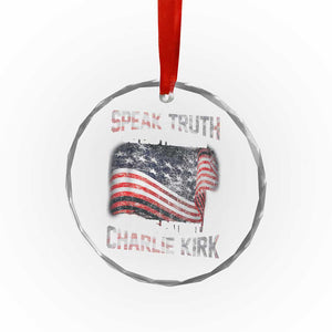 Speak Truth Defend Freedom A True Patriot Charlie Kirk Crystal Glass Ornament Vintage American Flag TS11 Print Your Wear