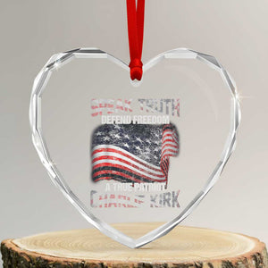 Speak Truth Defend Freedom A True Patriot Charlie Kirk Heart Crystal Glass Ornament Vintage American Flag TS11 Transparent Glass 3'' Heart Print Your Wear