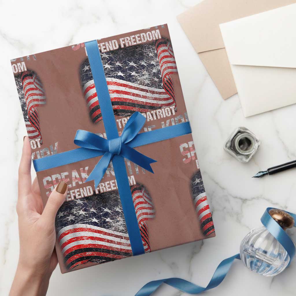 Speak Truth Defend Freedom A True Patriot Charlie Kirk Wrapping Paper Roll Vintage American Flag TS11 Mocha Print Your Wear