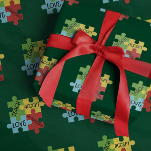 Special Ed Educator Autism Support Wrapping Paper Roll Teach Accept Understand Love
