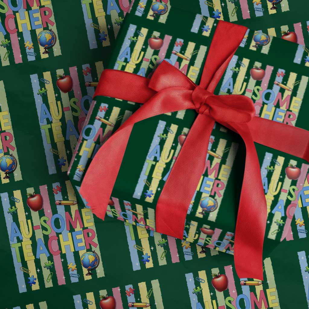 Special Ed Teacher Autism Acceptance Wrapping Paper Roll Au Some Teacher TS12 Green Print Your Wear