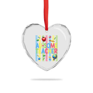 Special Ed Teacher Autism Acceptance Heart Crystal Glass Ornament Au Some Teacher