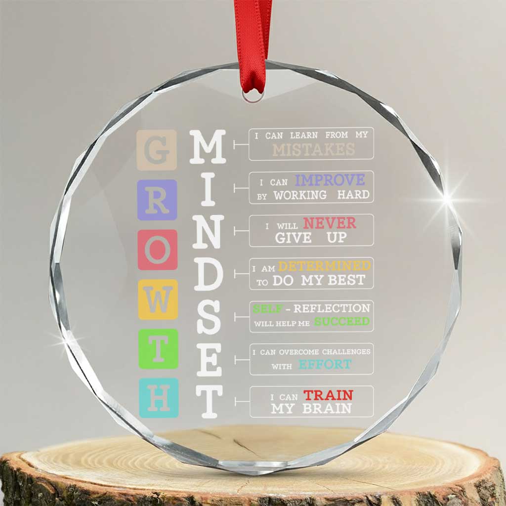 Special Education Crystal Glass Ornament Growth Mindset Positive Inspiration TS02 Transparent Glass 3'' Circle Print Your Wear