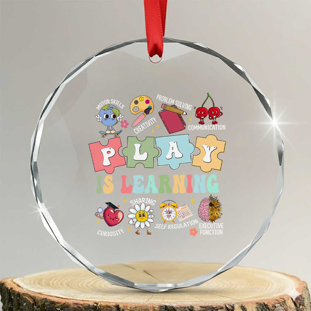 Special Education Crystal Glass Ornament Play is Learning Sped Teacher TS02 Transparent Glass 3'' Circle Print Your Wear
