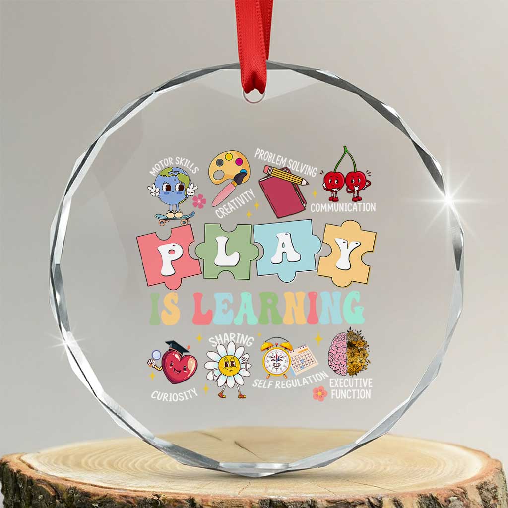 Special Education Crystal Glass Ornament Play is Learning Sped Teacher TS02 Transparent Glass 3'' Circle Print Your Wear