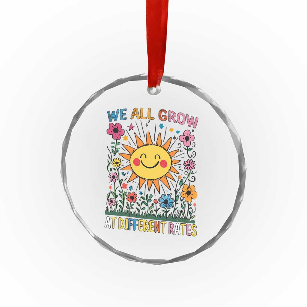 Special Education Crystal Glass Ornament We All Grow At Different Rates Inspirational Inclusion Sped Teacher TS02 Print Your Wear