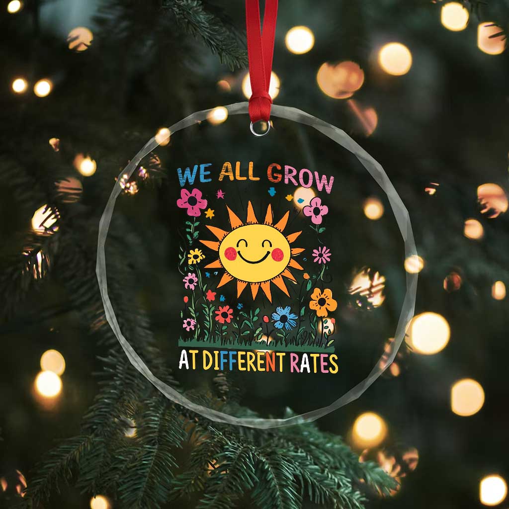Special Education Crystal Glass Ornament We All Grow At Different Rates Inspirational Inclusion Sped Teacher TS02 Print Your Wear