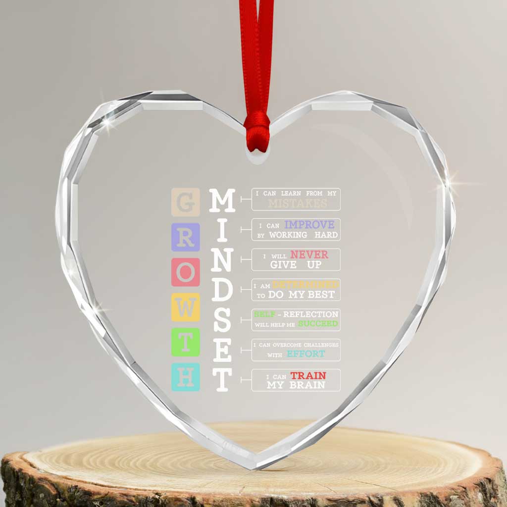 Special Education Heart Crystal Glass Ornament Growth Mindset Positive Inspiration TS02 Transparent Glass 3'' Heart Print Your Wear