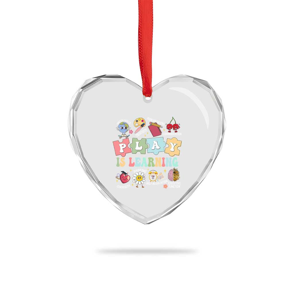 Special Education Heart Crystal Glass Ornament Play is Learning Sped Teacher TS02 Print Your Wear