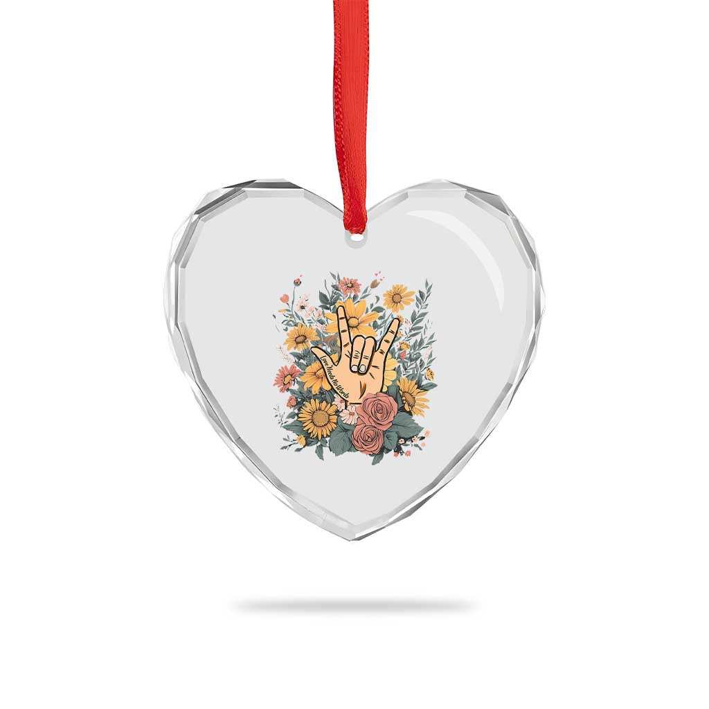 Special Education Heart Crystal Glass Ornament Sign Language ASL Love Needs No Words TS02 Print Your Wear