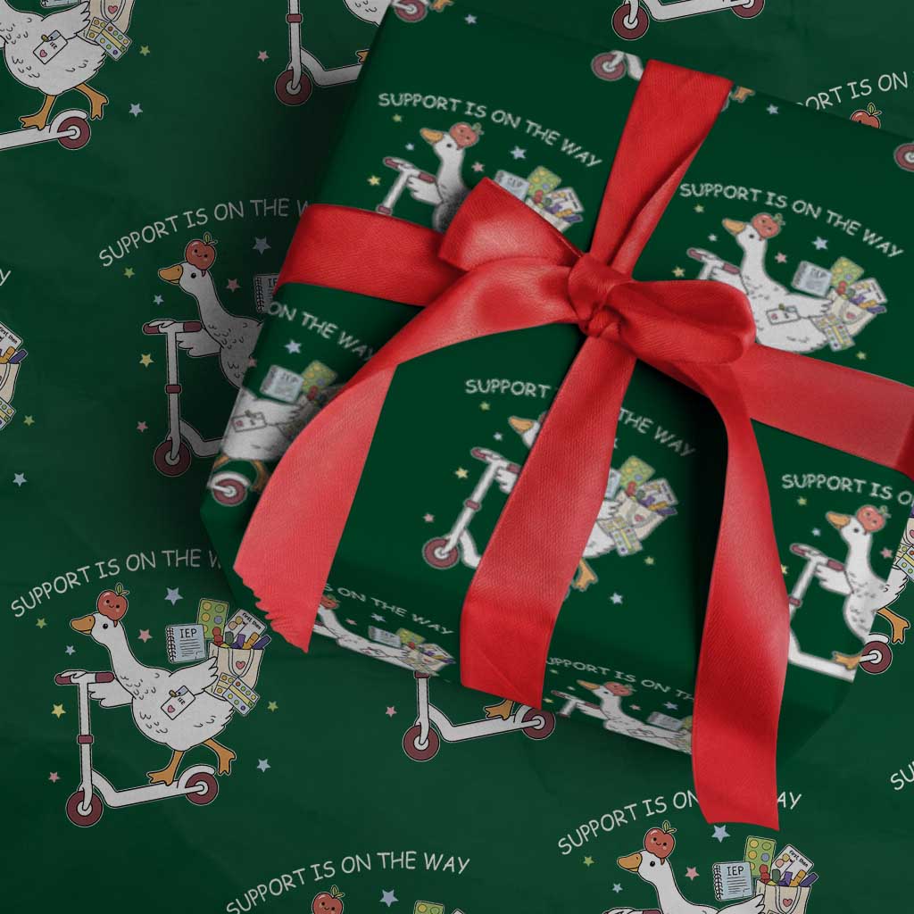 Special Education SPED Teacher Goose Scooter Wrapping Paper Roll Support Is On The Way TS14 Green Print Your Wear