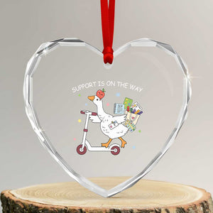 Special Education SPED Teacher Goose Scooter Heart Crystal Glass Ornament Support Is On The Way TS14 Transparent Glass 3'' Heart Print Your Wear