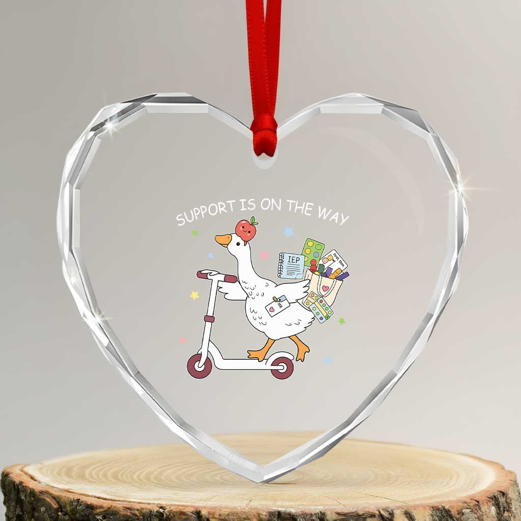Special Education SPED Teacher Goose Scooter Heart Crystal Glass Ornament Support Is On The Way TS14 Transparent Glass 3'' Heart Print Your Wear