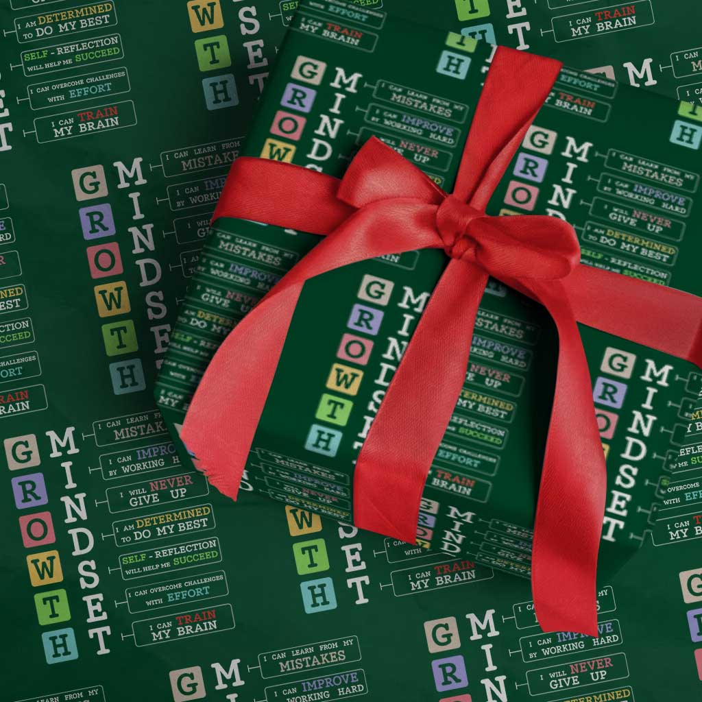Special Education Wrapping Paper Roll Growth Mindset Positive Inspiration TS02 Green Print Your Wear