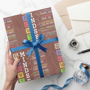 Special Education Wrapping Paper Roll Growth Mindset Positive Inspiration TS02 Mocha Print Your Wear