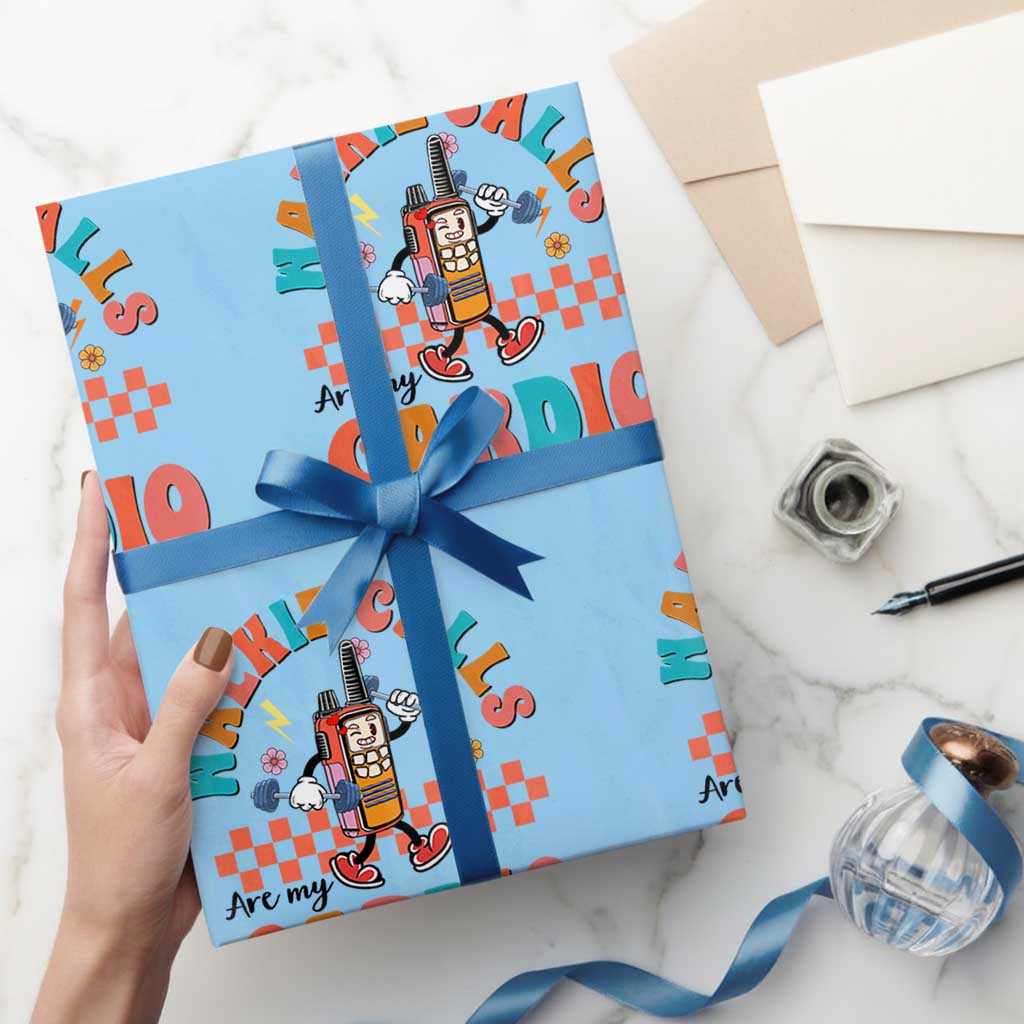 Special Education Wrapping Paper Roll Walkie Calls Are My Cardio Inspirational ABA SPED TS02 Light Blue Print Your Wear