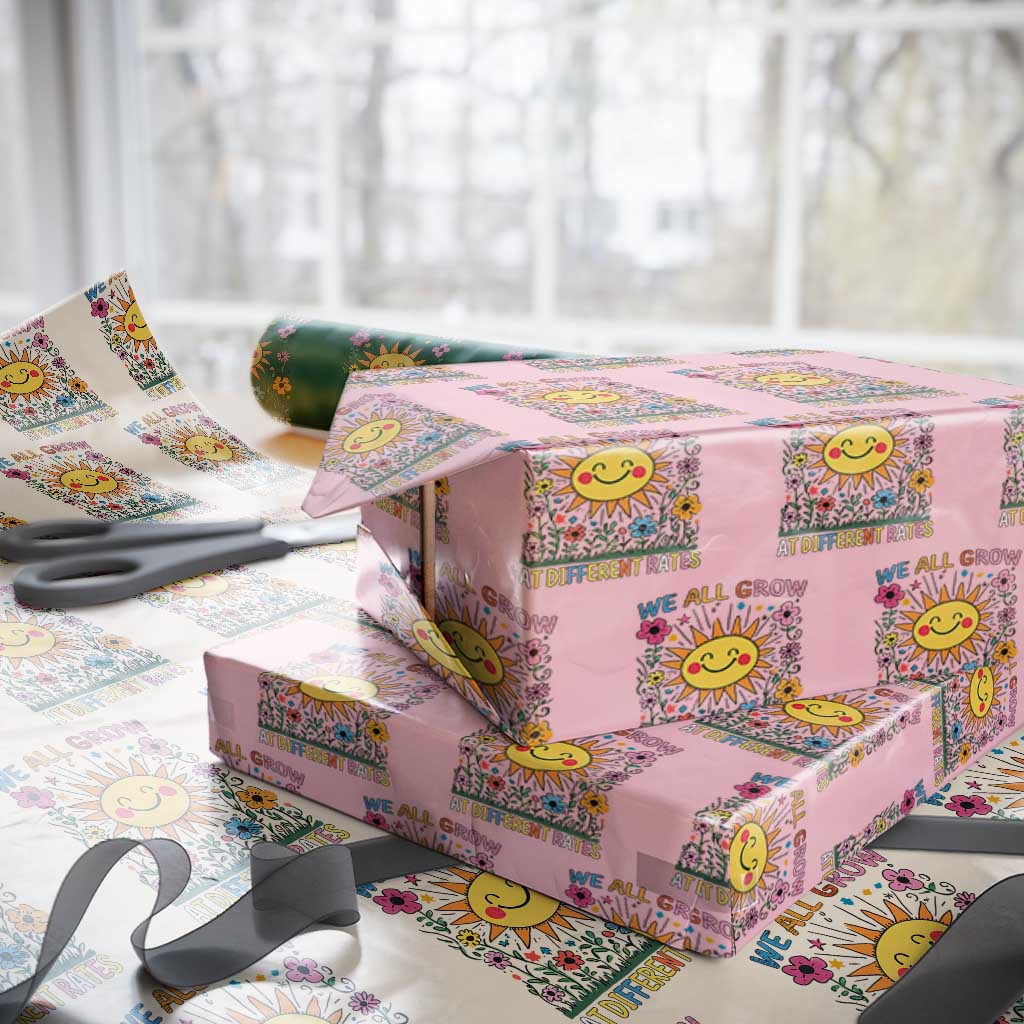 Special Education Wrapping Paper Roll We All Grow At Different Rates Inspirational Inclusion Sped Teacher TS02 Light Pink Print Your Wear