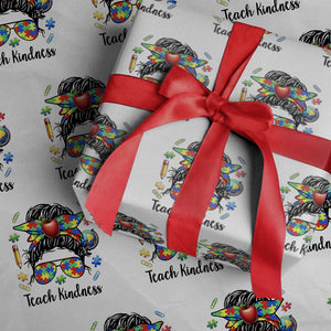 Sped Educator Autism Support Wrapping Paper Roll Teach Kindness Messy Bun