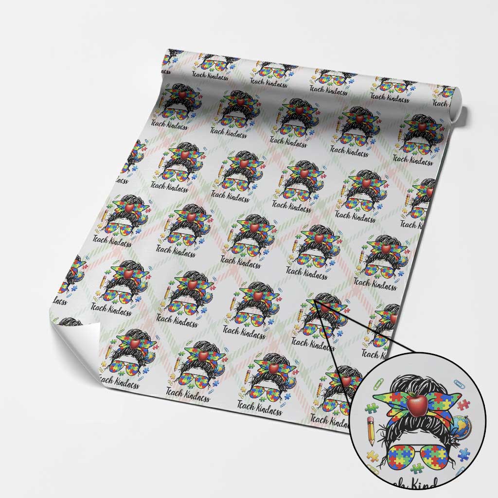 Sped Educator Autism Support Wrapping Paper Roll Teach Kindness Messy Bun