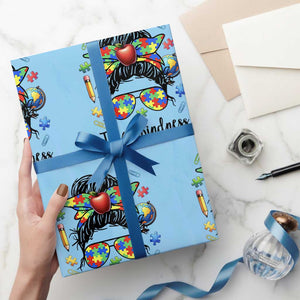 Sped Educator Autism Support Wrapping Paper Roll Teach Kindness Messy Bun