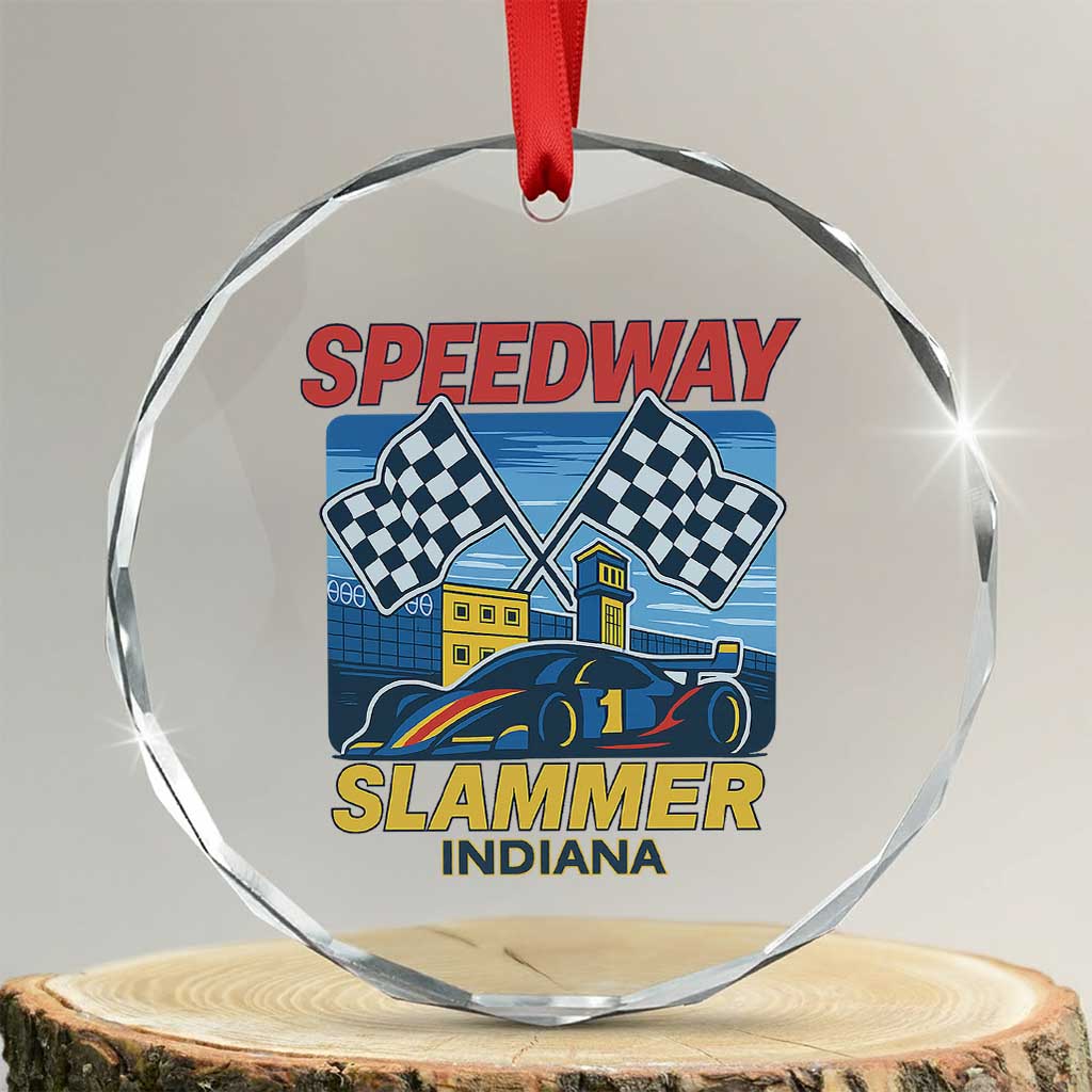 Speedway Slammer 2025 Crystal Glass Ornament Indiana Alcatraz Vintage Racing Graphic TS02 Transparent Glass 3'' Circle Print Your Wear