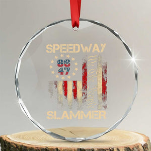 Speedway Slammer 2025 Crystal Glass Ornament We The People Patriotic Distressed American Flag TS02 Transparent Glass 3'' Circle Print Your Wear