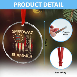 Speedway Slammer 2025 Crystal Glass Ornament We The People Patriotic Distressed American Flag TS02 Print Your Wear