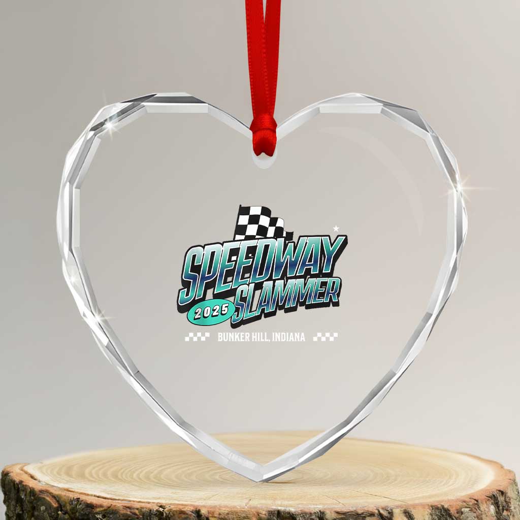 Speedway Slammer 2025 Heart Crystal Glass Ornament Bunker Hill Indiana TS02 Transparent Glass 3'' Heart Print Your Wear
