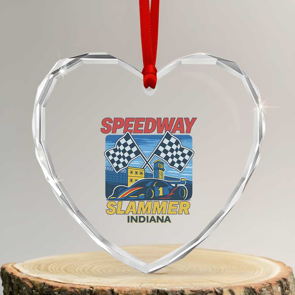 Speedway Slammer 2025 Heart Crystal Glass Ornament Indiana Alcatraz Vintage Racing Graphic TS02 Transparent Glass 3'' Heart Print Your Wear