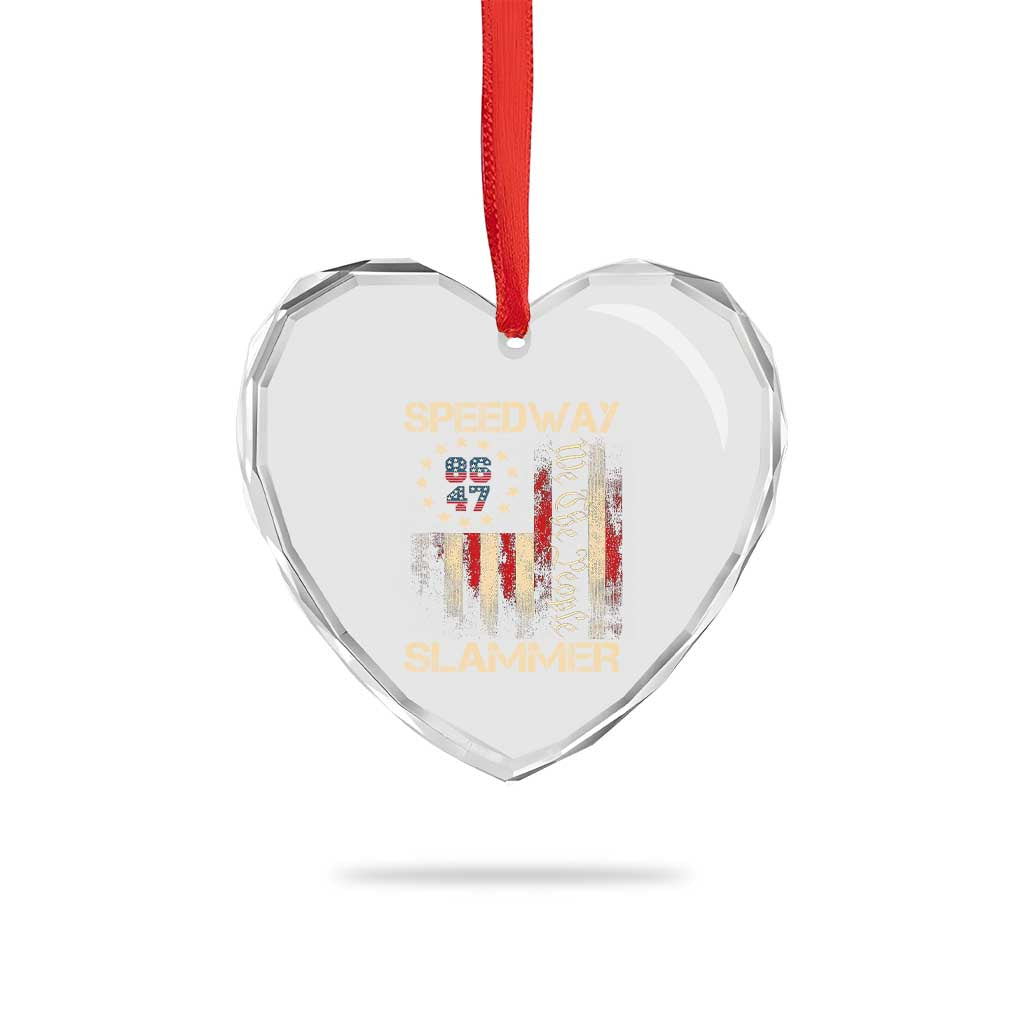 Speedway Slammer 2025 Heart Crystal Glass Ornament We The People Patriotic Distressed American Flag TS02 Print Your Wear