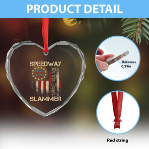 Speedway Slammer 2025 Heart Crystal Glass Ornament We The People Patriotic Distressed American Flag TS02 Print Your Wear