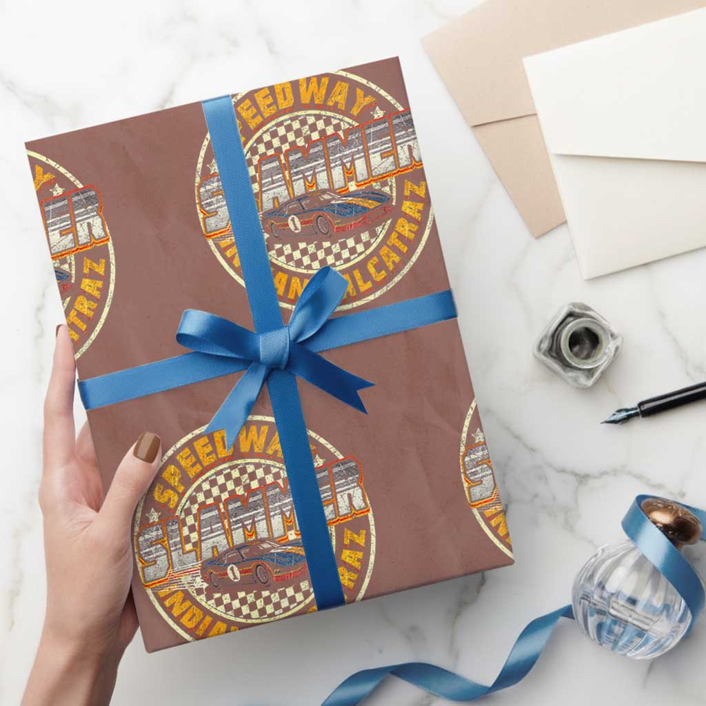 Speedway Slammer 2025 Wrapping Paper Roll Indiana Alcatraz Retro Vintage Racing Graphic TS02 Mocha Print Your Wear
