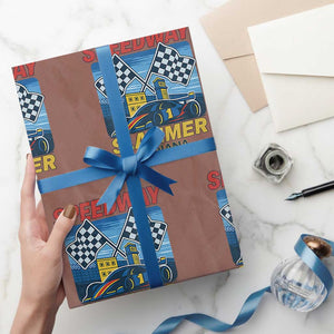 Speedway Slammer 2025 Wrapping Paper Roll Indiana Alcatraz Vintage Racing Graphic TS02 Mocha Print Your Wear