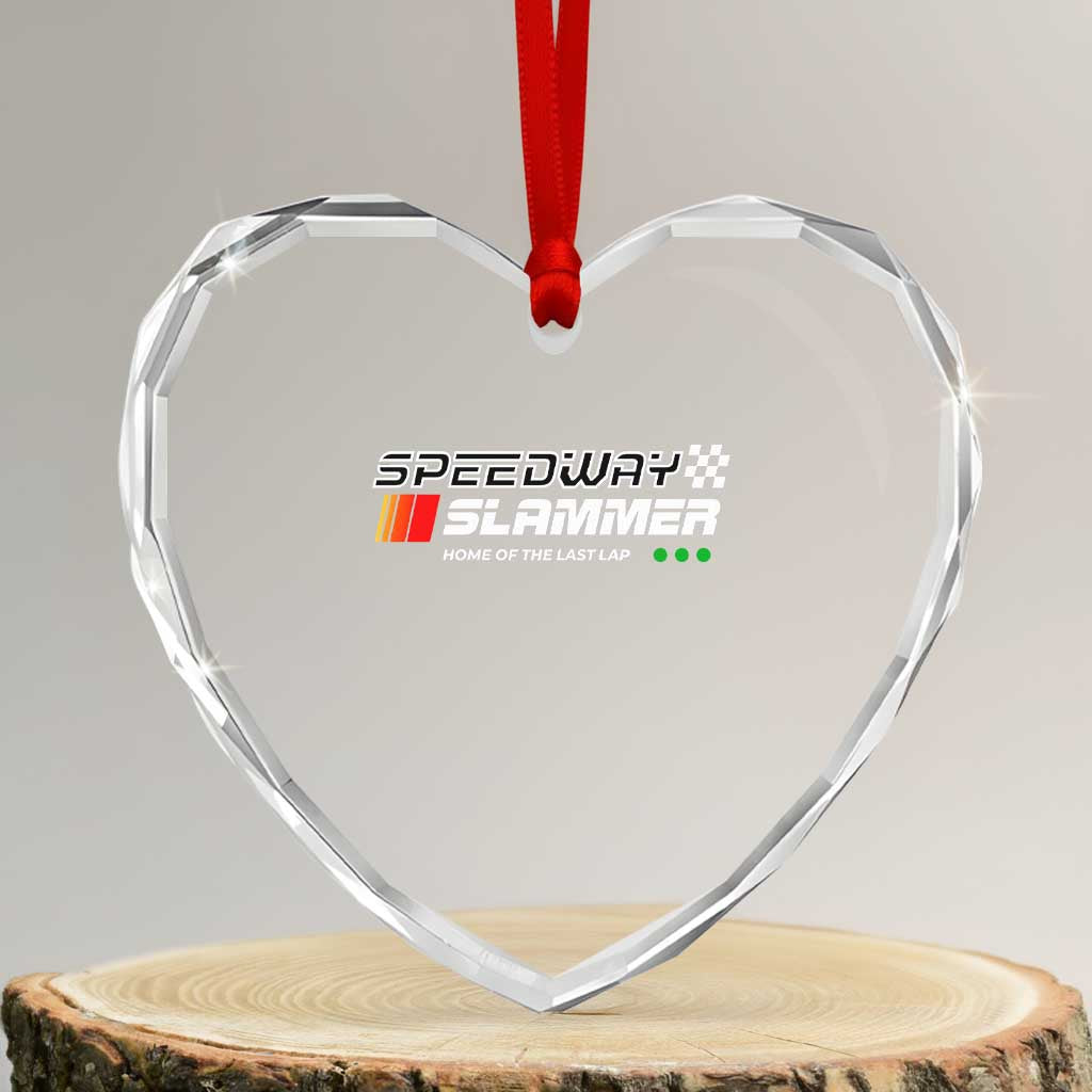 Speedway Slammer Racing 2025 Heart Crystal Glass Ornament Home of The Last Lap TS02 Transparent Glass 3'' Heart Print Your Wear