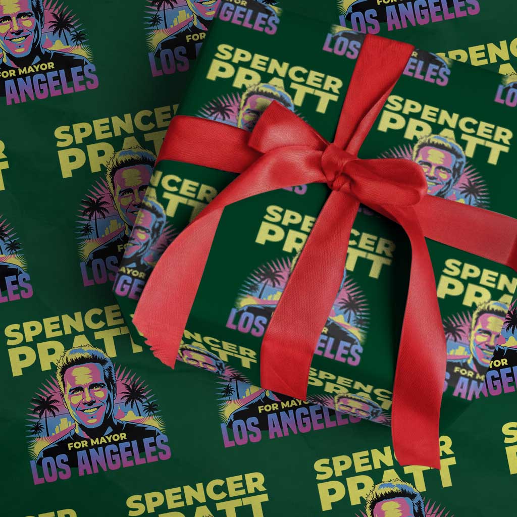 Spencer Pratt for Mayor Los Angeles Synthwave Graphic Wrapping Paper Roll Retro Neon California Supporter