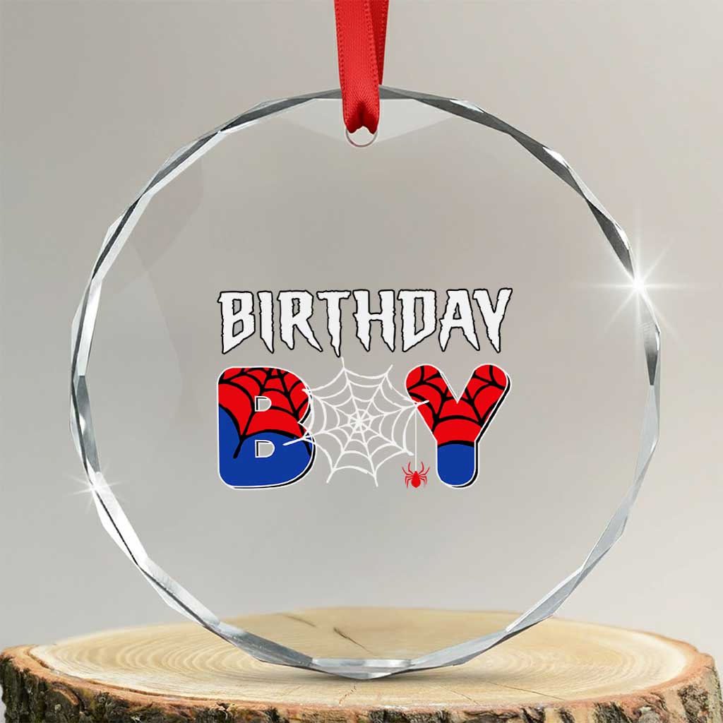 Spider Birthday Boy Crystal Glass Ornament Bday Spiders Party TS02 Transparent Glass 3'' Circle Print Your Wear